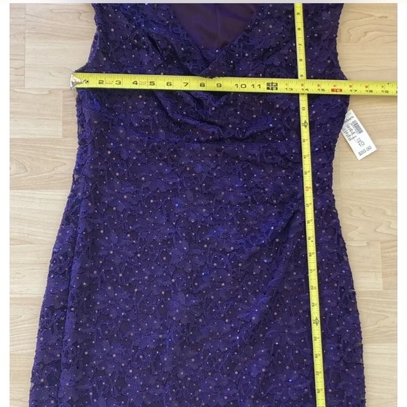 Dressbarn Connected Apparel Purple Lace Sequin Dress Size 10 Cowl Neck - Picture 6 of 12
